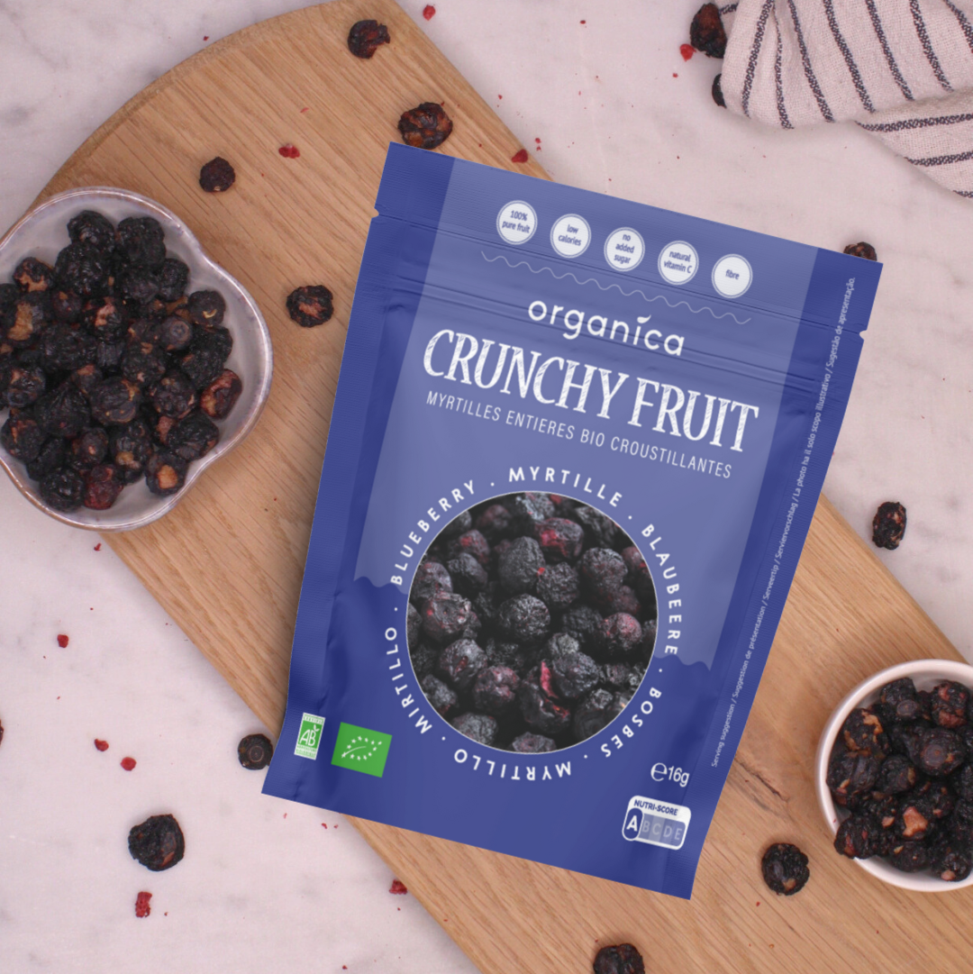 BOX DI 12 SNACK DI MIRTILLI LIOFILIZZATI